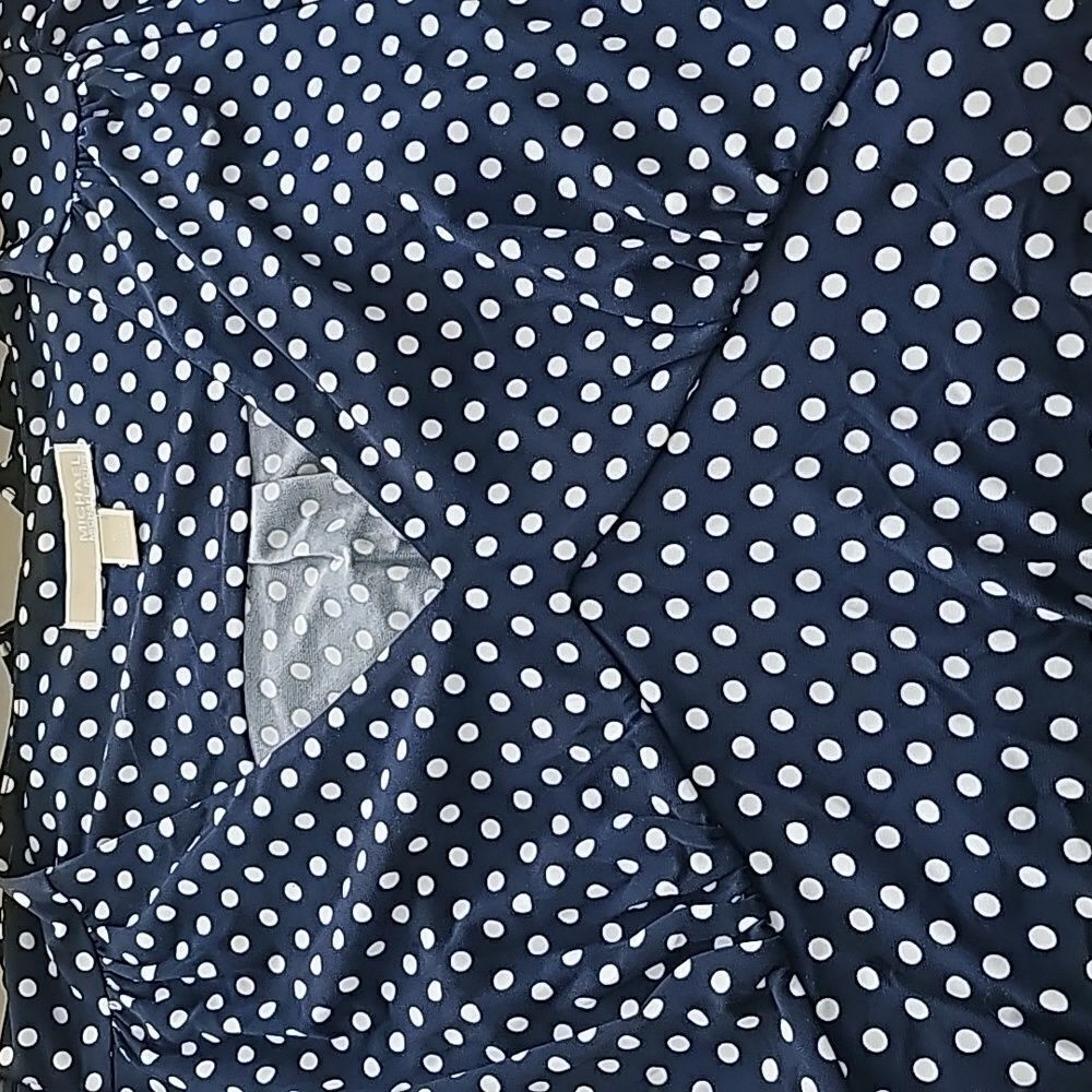 Michael Kors navy polka dot classic fitted style dress size small - Picture 10 of 13